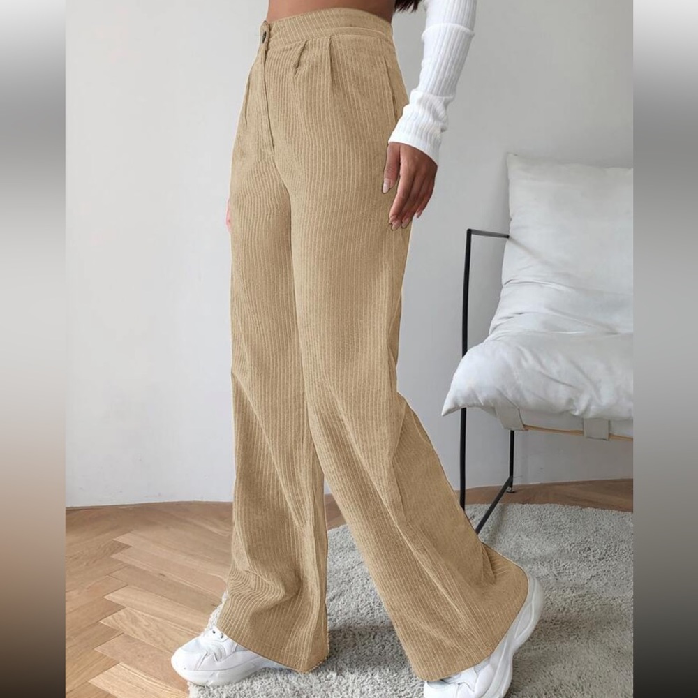 High Waist Cord Wide Leg Pants